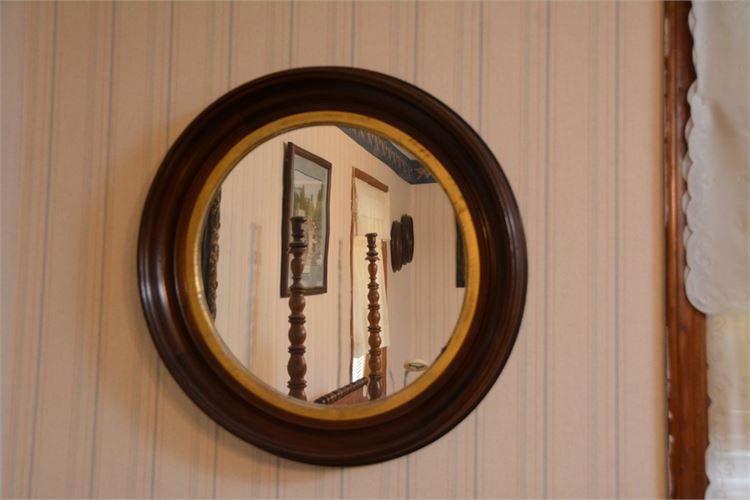 Round Wood Frame Wall Mirror