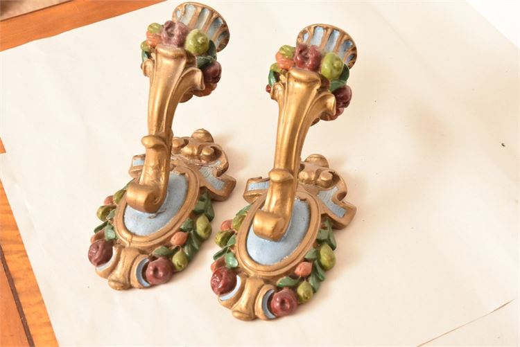 Pair Painted and Gilt Wall Sconces