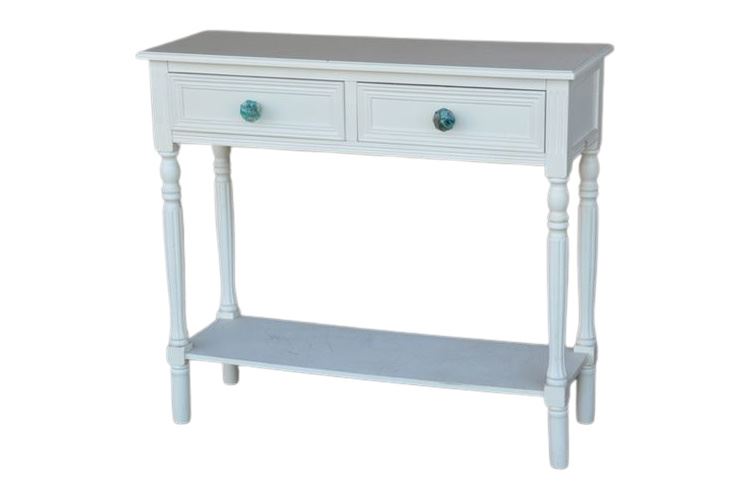 White Painted Console Table With Unique Knobs