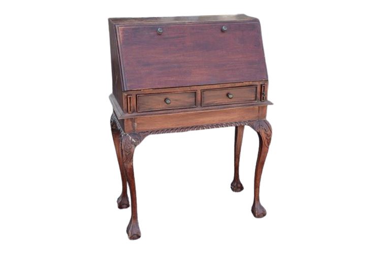 Queen Anne Style Mahogany Drop Front Desk on Frame
