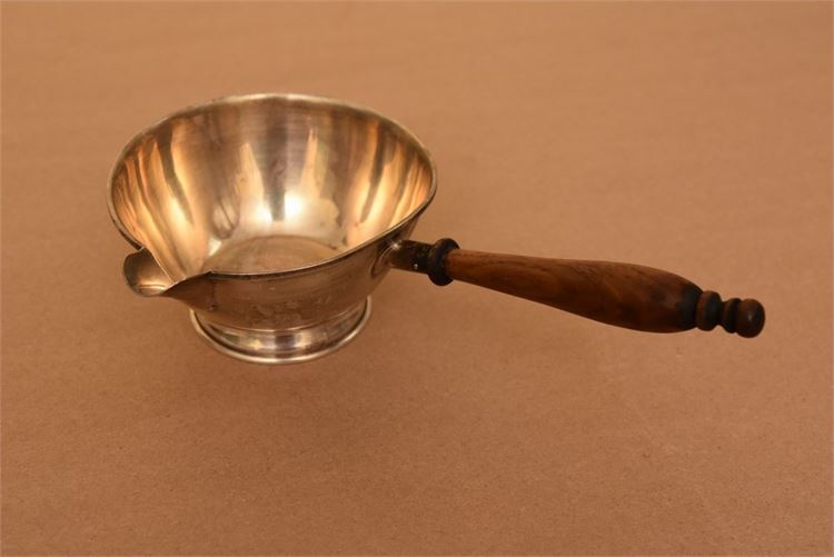 Antique “ Frank M Whiting” sterling silver, wood handle gravy server