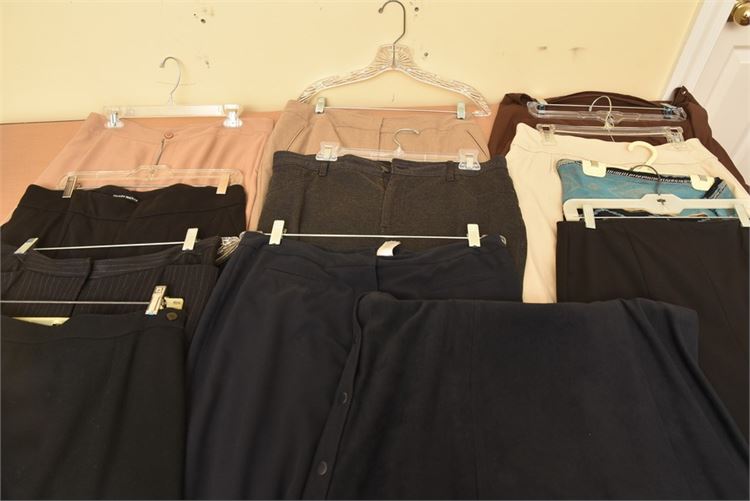 A lot of 6 skirts and 5 pants, sizes 10 and 12