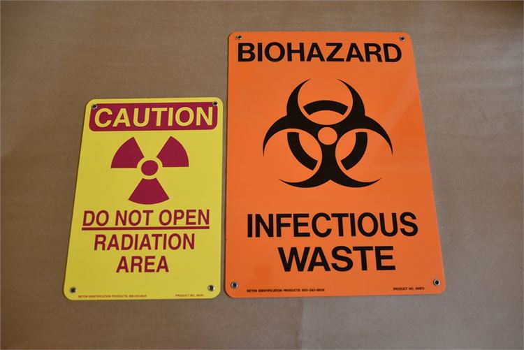 Two, Emory University laboratory, used, hazard signs