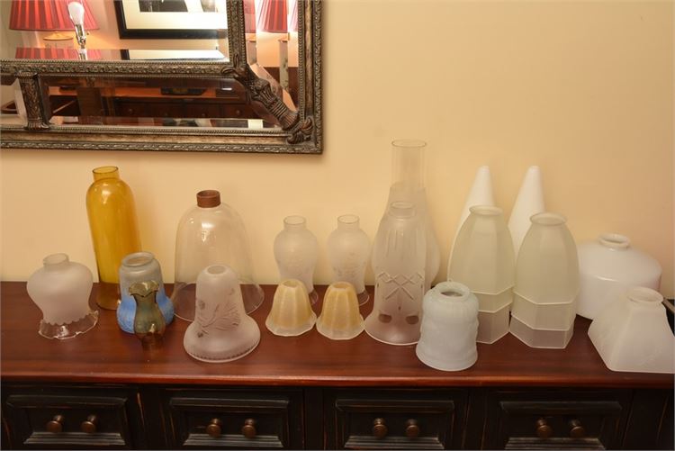 Group lot of 22 glass shades (5 pairs)