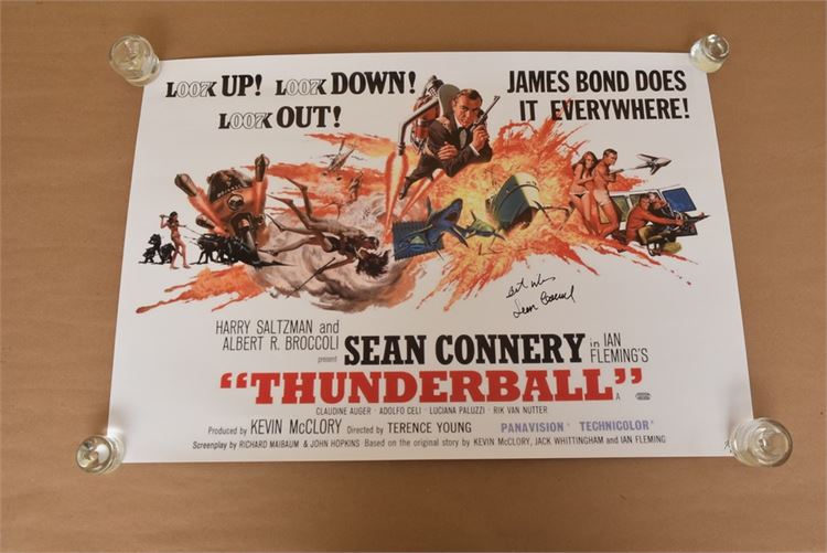 English, lobby size theater poster of Thunderball, hand signed by Sean Connery
