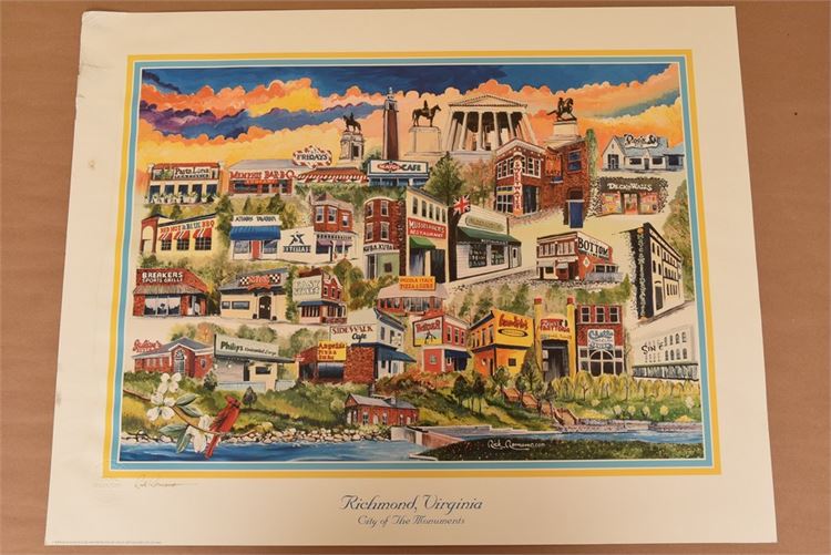 Rick Romano, “Map of City of Richmond, City of Monuments”, signed, stamped
