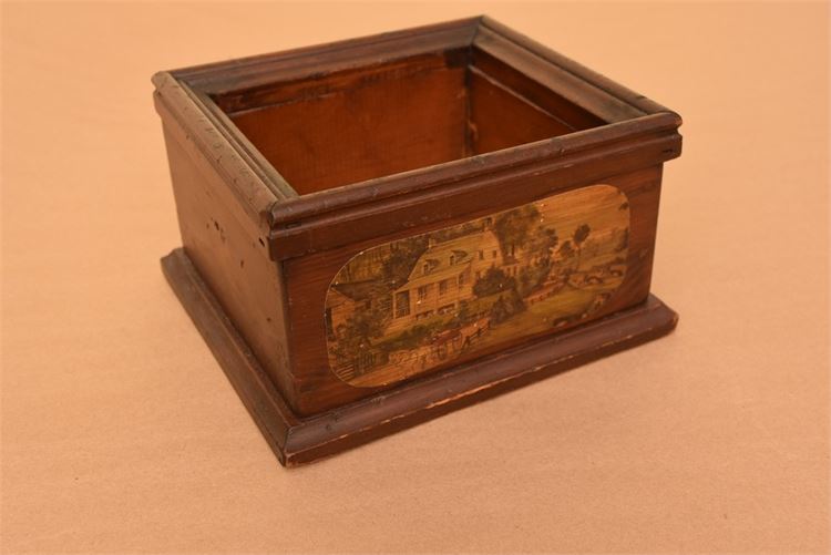 Decorative, Italian, wooden box, red leather liner and bottom