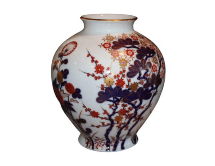 Rare Retired Cherry Blossom Japanese Porcelain Vase with Marking