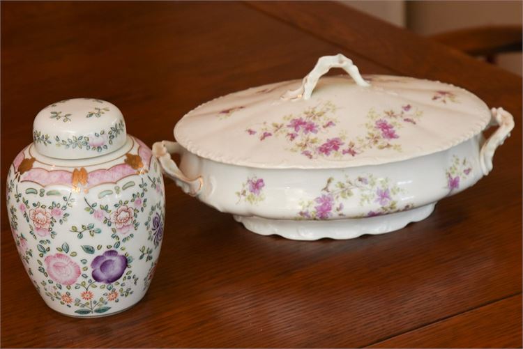 Floral Pattern Lidded Urn and Tureen