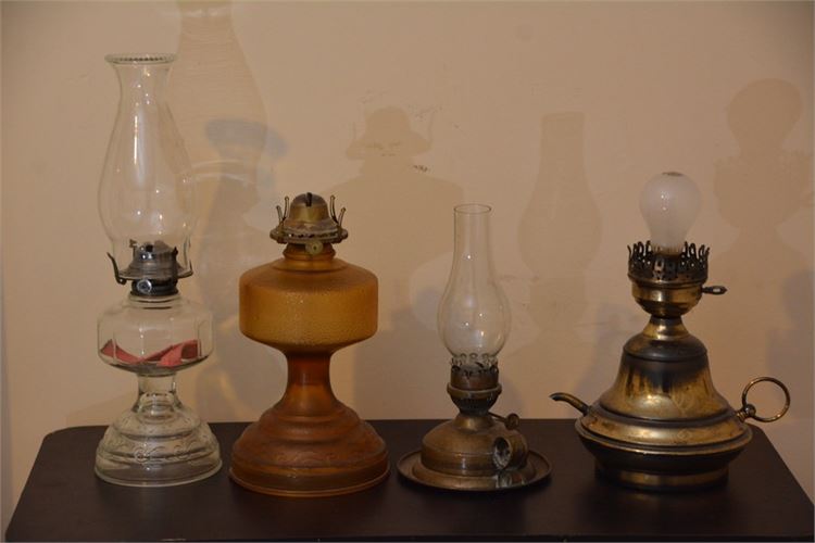 Four (4) Antique Oil Lamps