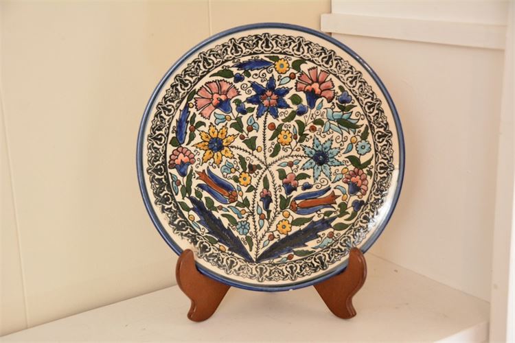 Vintage Floral Painted Decorative Ceramic Wall Plate