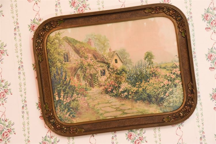 Vintage Framed Cottage Scene