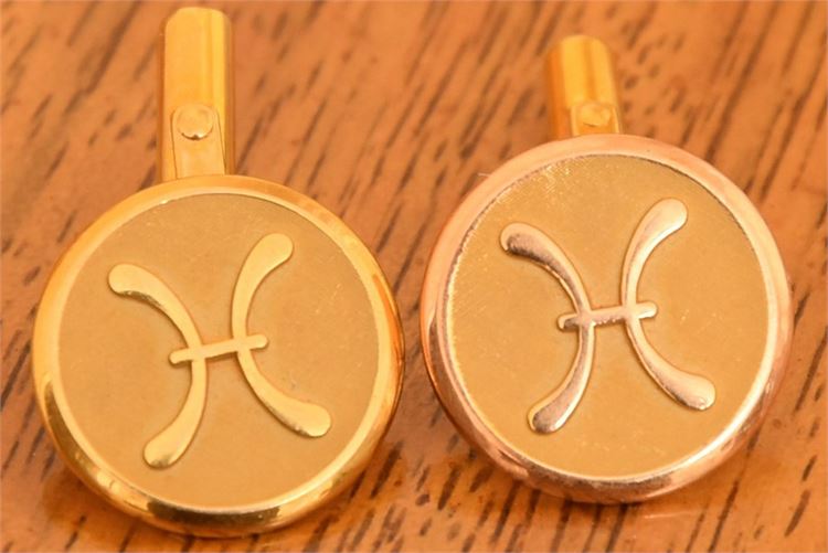 Yellow Gold Plated Pisces Cufflinks