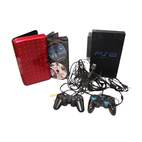 Sony Play Station 2, 2 Consoles and Portable Hard Case with Games