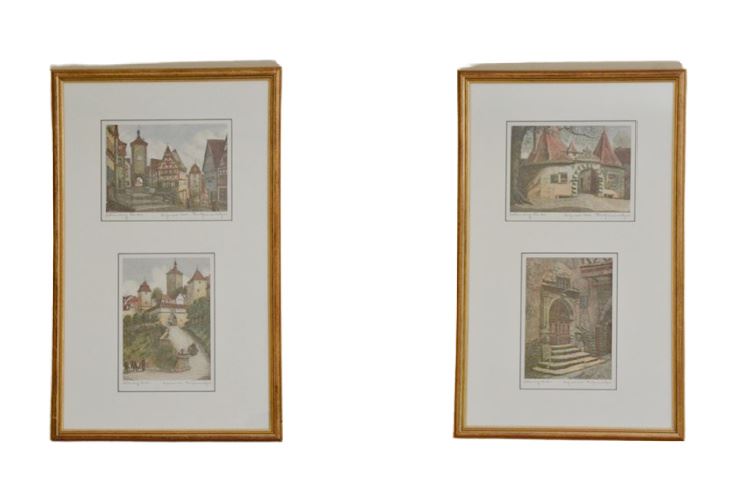Pair Framed and Signed German Prints