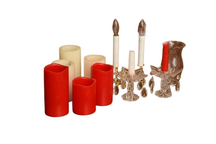Group Electric Candles and Candle Holders
