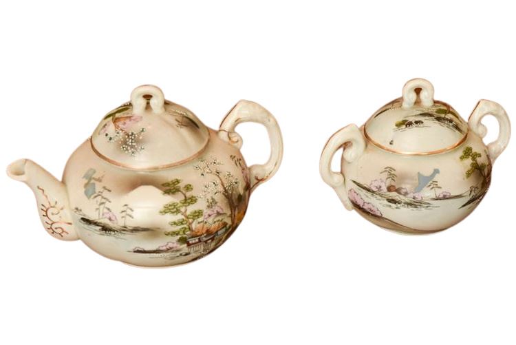 Two (2) NIPPON Hand Painted Teapots