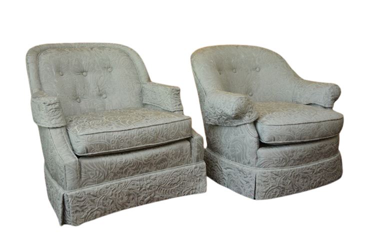 Two (2) Compatible Tufted and Upholstered Armchairs