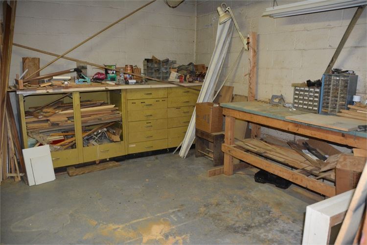 Trim Wood work Tables , Bins, Tools and contents