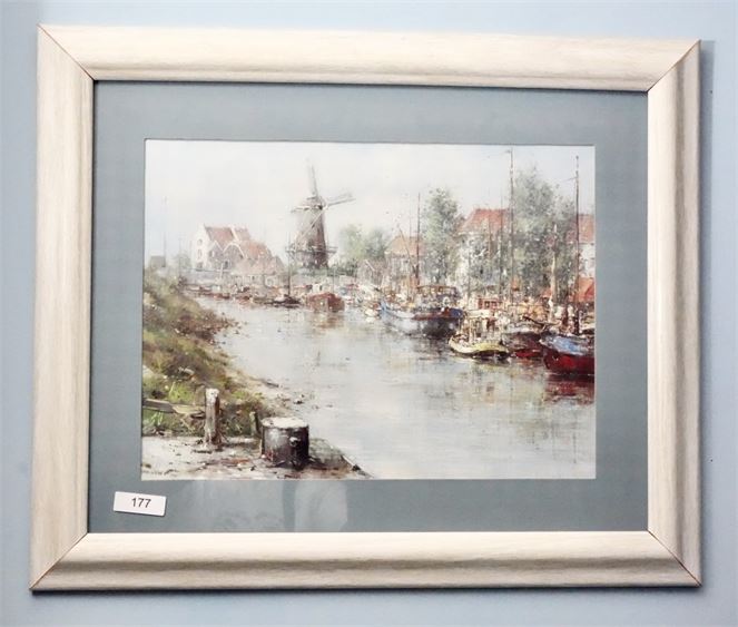 Vintage Framed Canal Scene