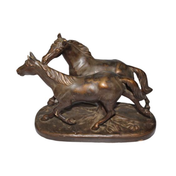 Equestrian Bronze Sculpture, Two Horses Running