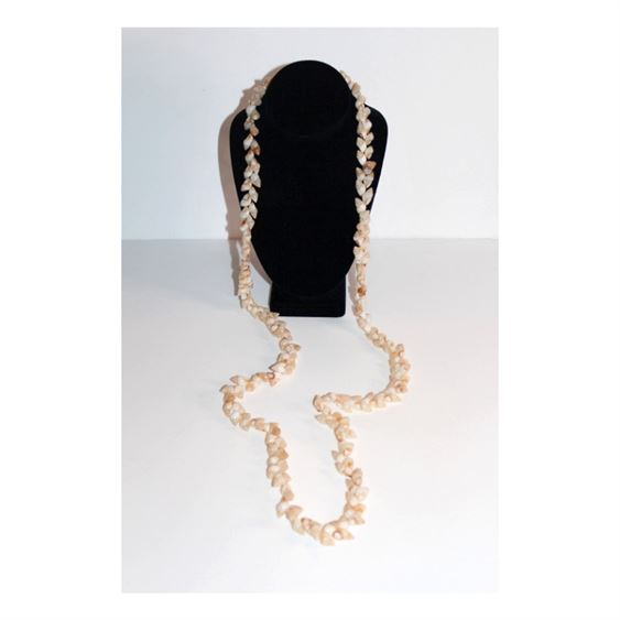 Antique Creamy Pearlescent Shell Opera Necklace