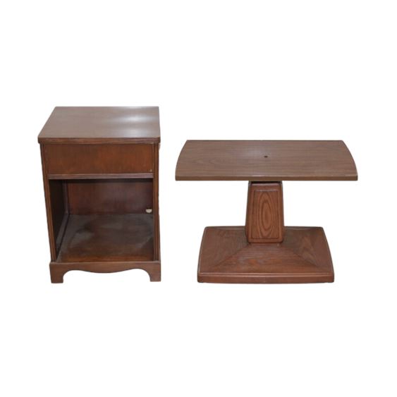 Mid-Century Gusdorf TV Stand on Wheels and Night Table, 2 Pc