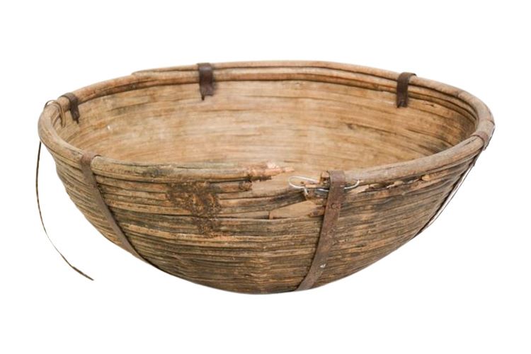 Rustic Wood Bowl with Metal Supports