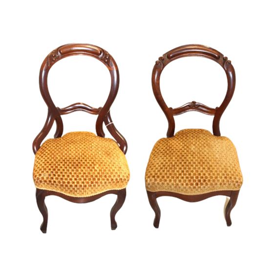 Pair Victorian Balloon Back Side Chairs
