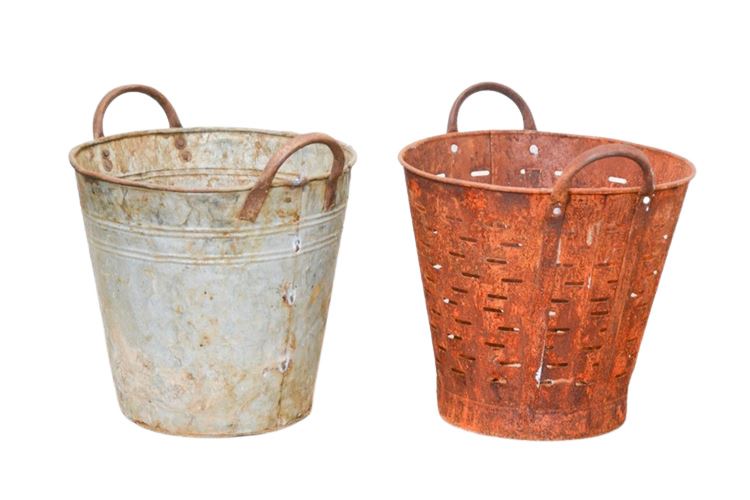 Two (2) Vintage Metal Buckets