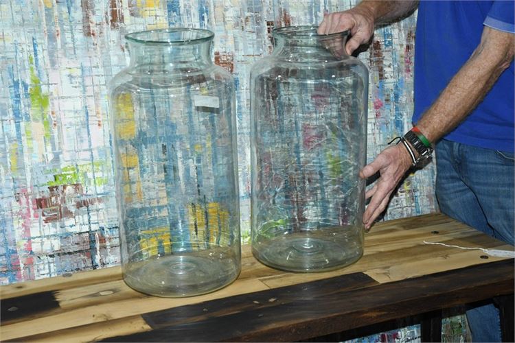 Pair Large Glass Jars