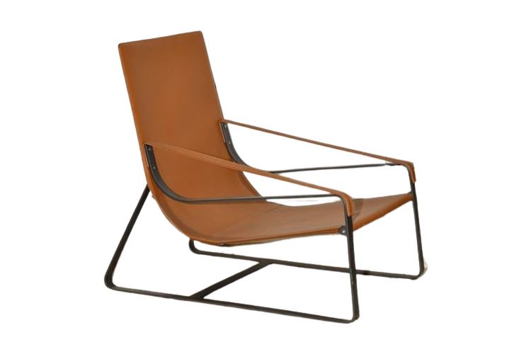 Contemporary Metal and Leather Lounge Chair