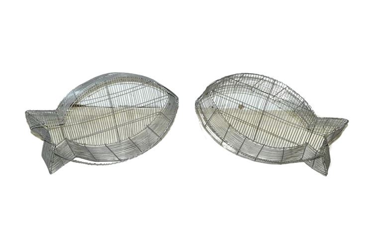 Pair Fish Form Wire Baskets