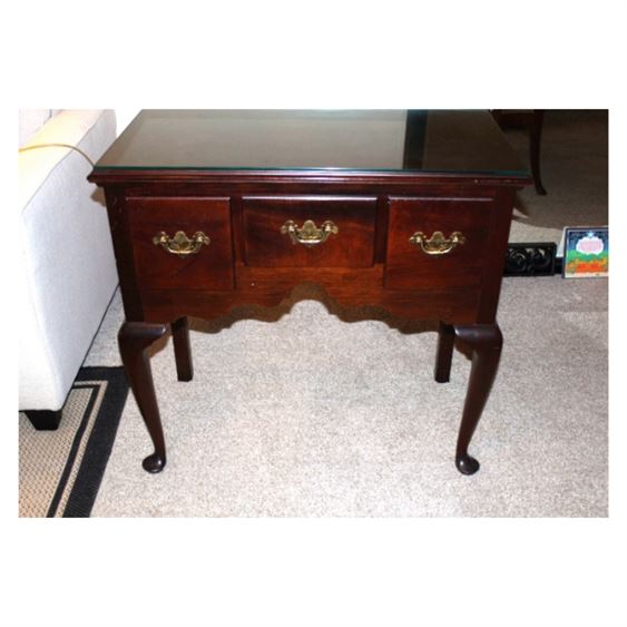 Early American Traditional Style Highboy Base/Console Table w/Glass Top