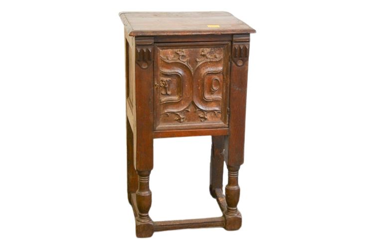 Antique Carved One Door Cabinet