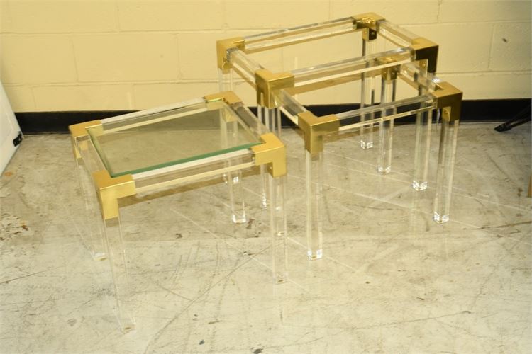 Lucite and Brass Nesting Tables