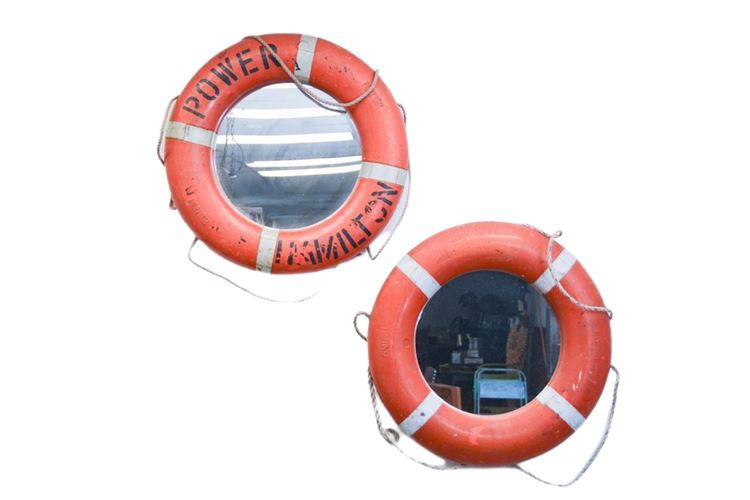 Two (2) Nautical Life Preservers Mounted as Mirrors