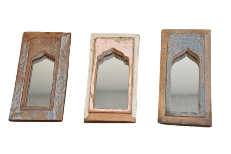 Three (3) Small Painted Wooden Mirrors