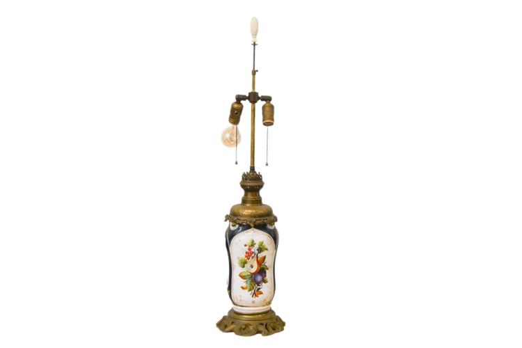 Antique Brass and Porcelain Table Lamp