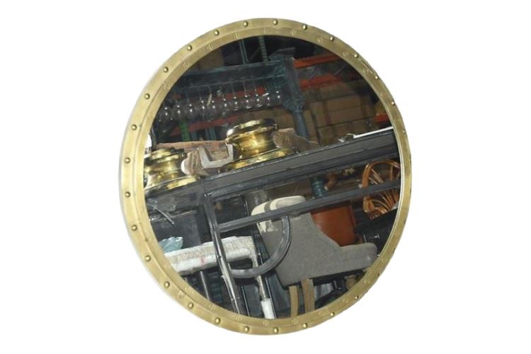 Brass Ship Window form Round Wall Mirror