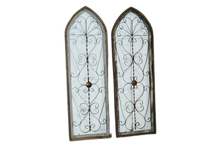 Pair  Distressed Window Wall Arch