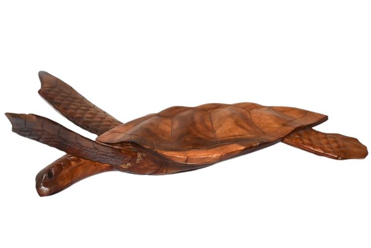 Carved Wood Tortoise Sculpture