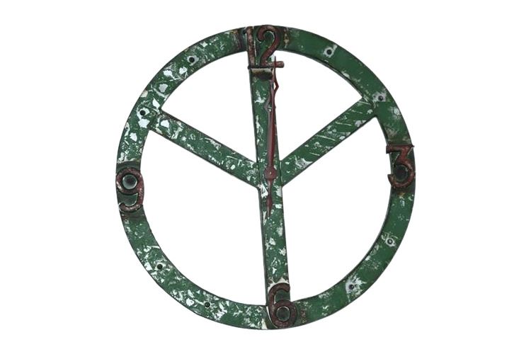 Metal Peace Sign Wall Clock