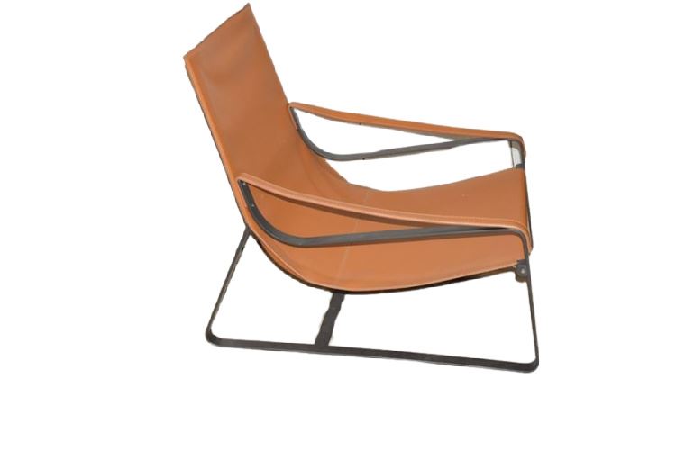 Modern Leather and Metal Lounge Chair