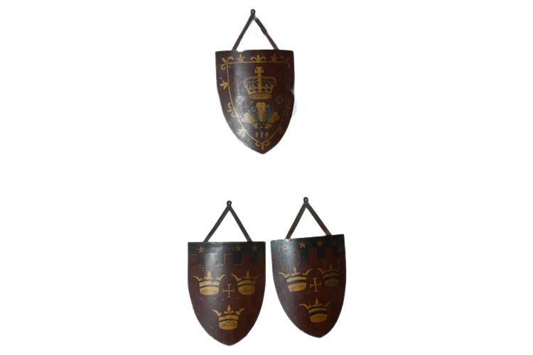 Three (3) Medieval Style Painted Shield Plaques