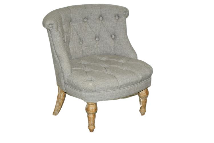 Tufted and Upholstered Round Back Chair