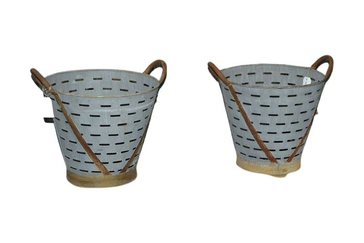 Pair Metal Slotted Baskets