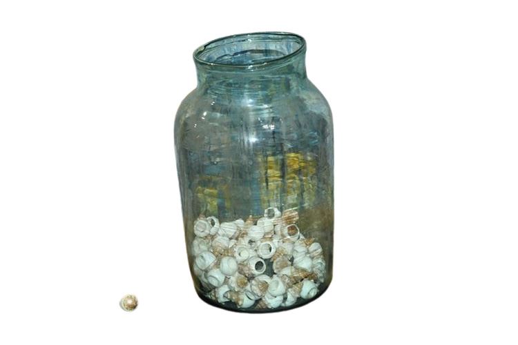 Large Glass Jar and Seashells