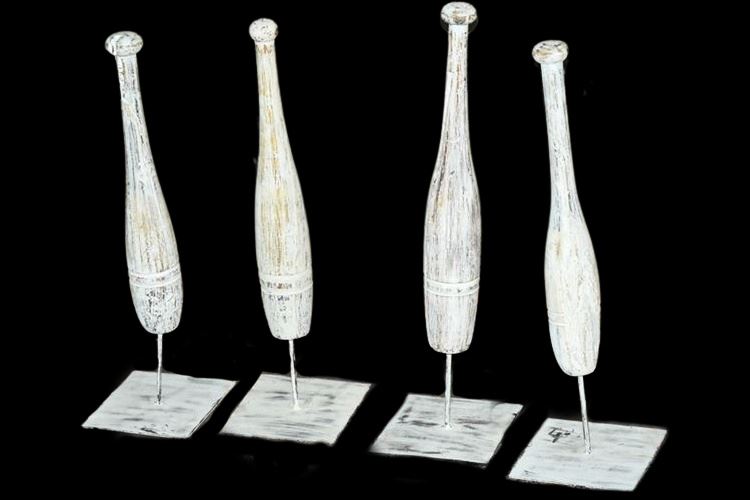 Four (4) Wooden Juggling Pin  Sculptures