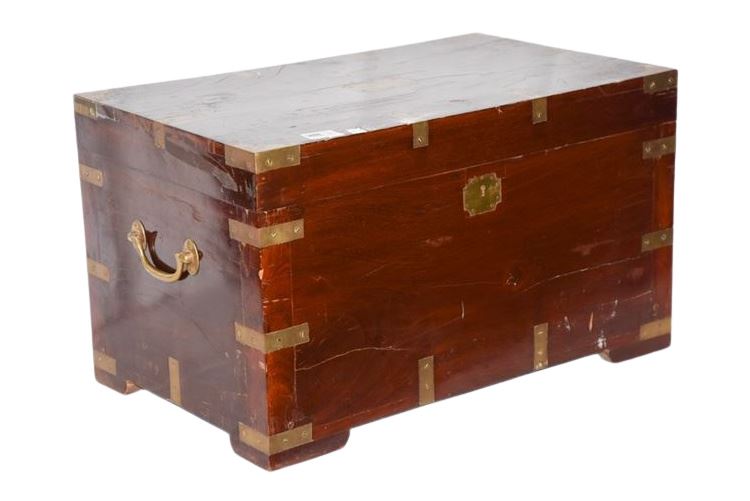 Wooden Trunk With Brass Accents